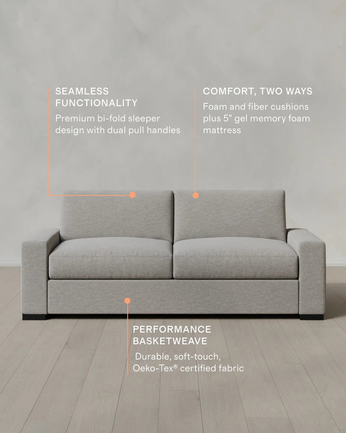 Stillman Sleeper Sofa in Performance Basketweave - Queen / Flax
