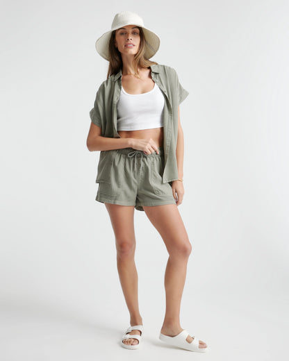 Vintage Wash Tencel Utility Shorts - XS / Moonstone Blue
