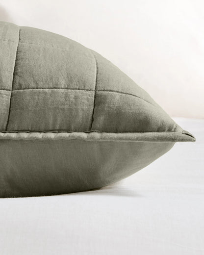 European Linen Box Quilted Euro Sham - Euro / Navy
