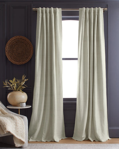 Raw Silk Room Darkening Curtain - Single Panel - 48x84 / Ivory
