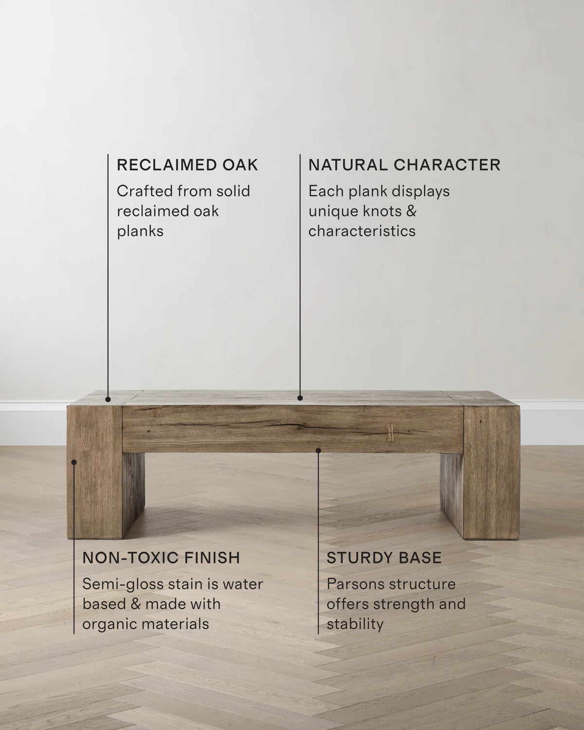 Reclaimed Oak Waterfall Coffee Table - 60" / Weathered Oak