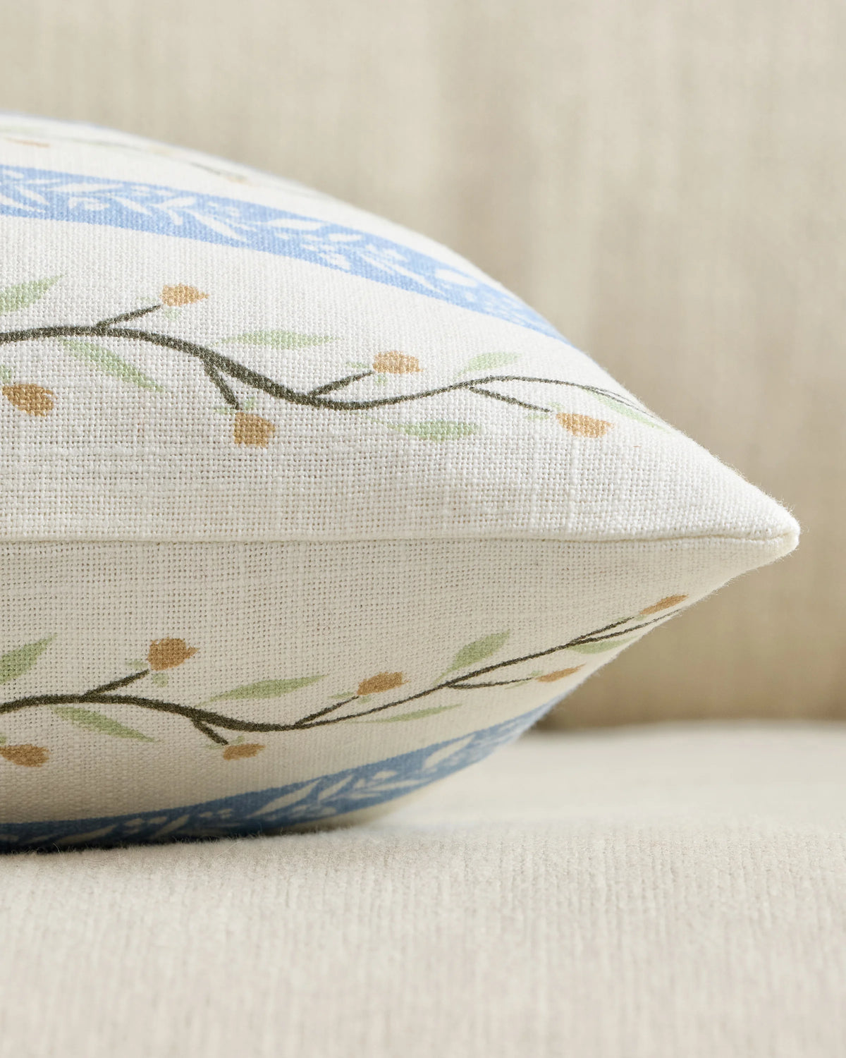 Floral Vine Cotton Pillow Cover (Set of 2) - 12x20 / Light Blue Stripe