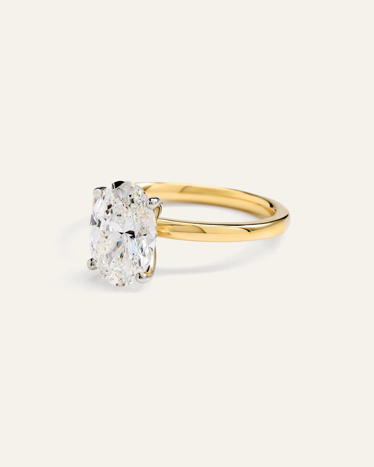 Lab Grown Diamond Oval Comfort Fit Engagement Ring - 3ct - 4 / Yellow Gold