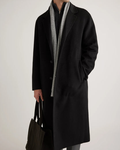 100% Mongolian Cashmere Double-Faced Overcoat - S / Black
