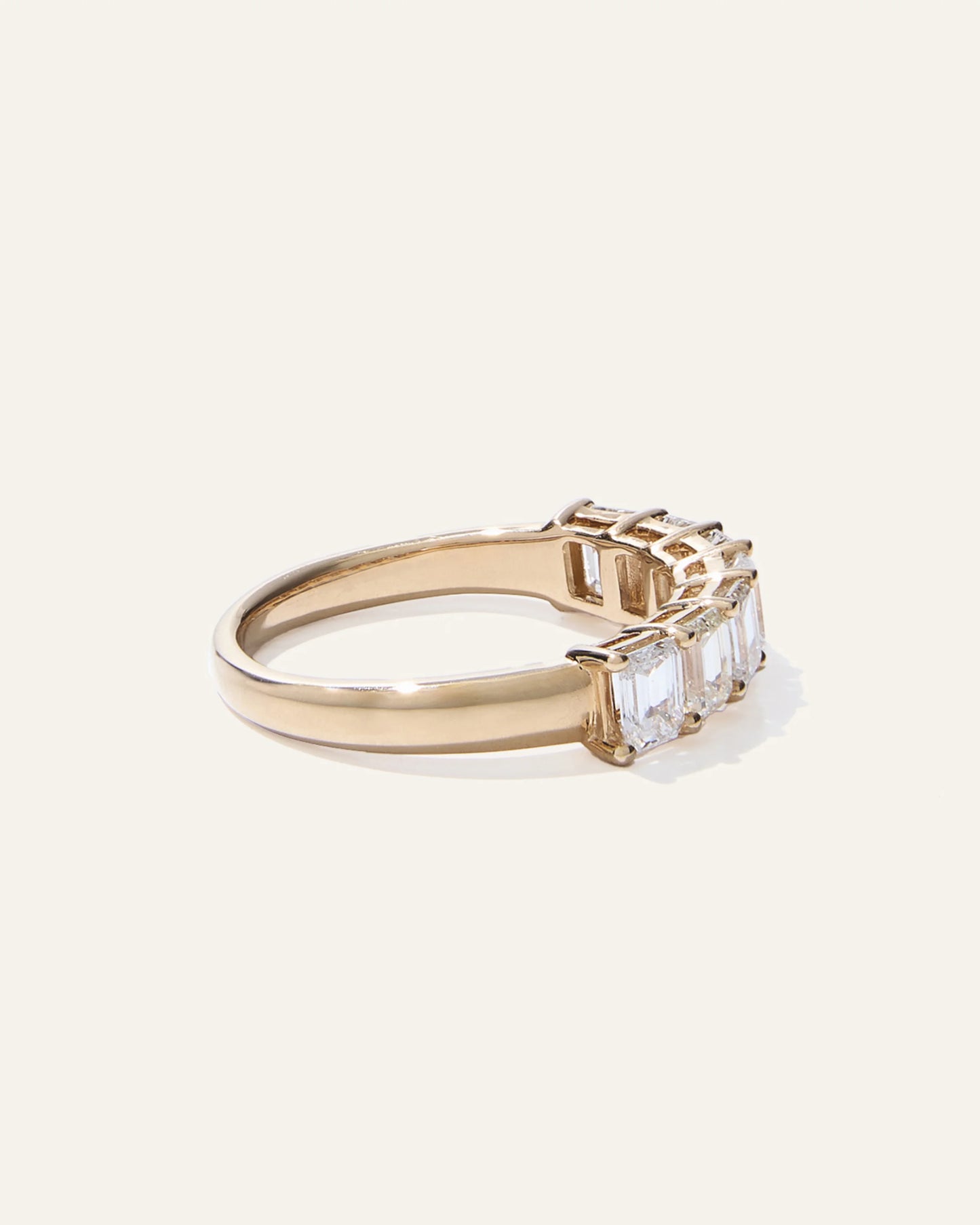 Lab Grown Diamond Emerald Seven Stone Band - 4 / Yellow Gold