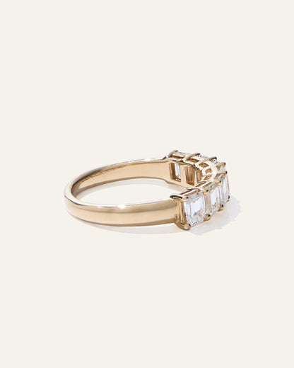 Lab Grown Diamond Emerald Seven Stone Band - 4 / Yellow Gold