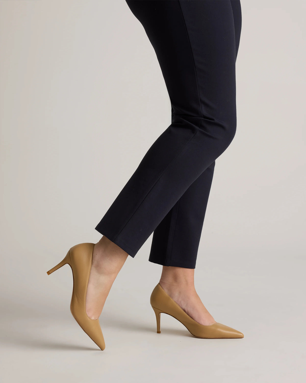 Italian Leather 75mm Pointy Toe Pump - 5 / Cashew