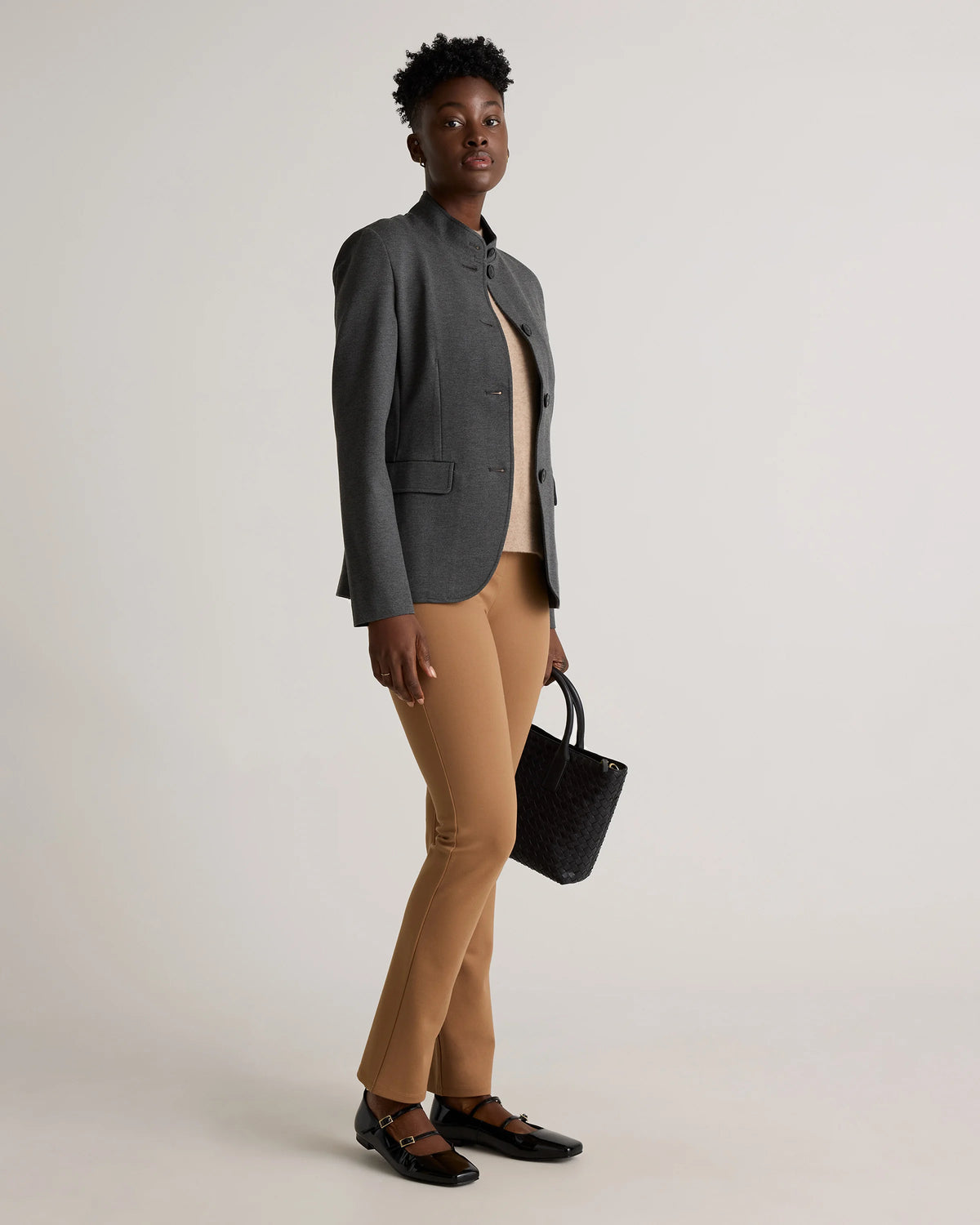 Ultra-Stretch Ponte Stand Collar Blazer - XS / Navy