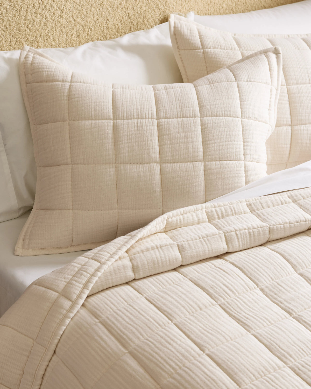 Organic Cotton Gauze Box Quilt Set - Twin / Mineral
