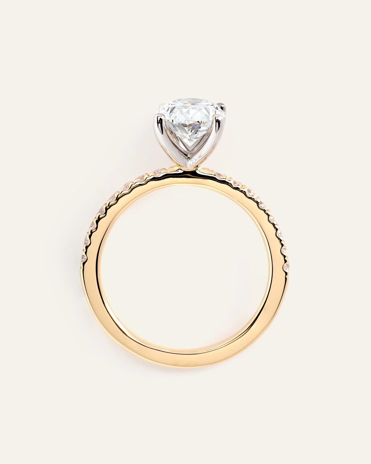 Lab Grown Diamond Oval Petite Pave Engagement Ring - 2.5ct - 4 / Yellow Gold