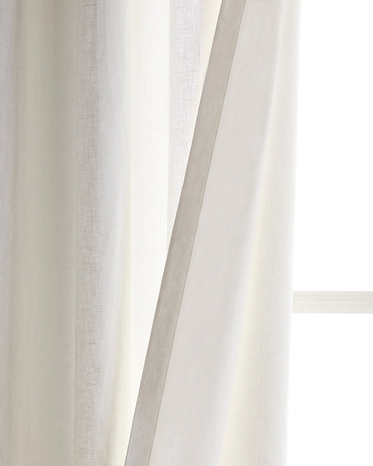 European Linen Grommet Curtain - Single Panel - 48x84 / White