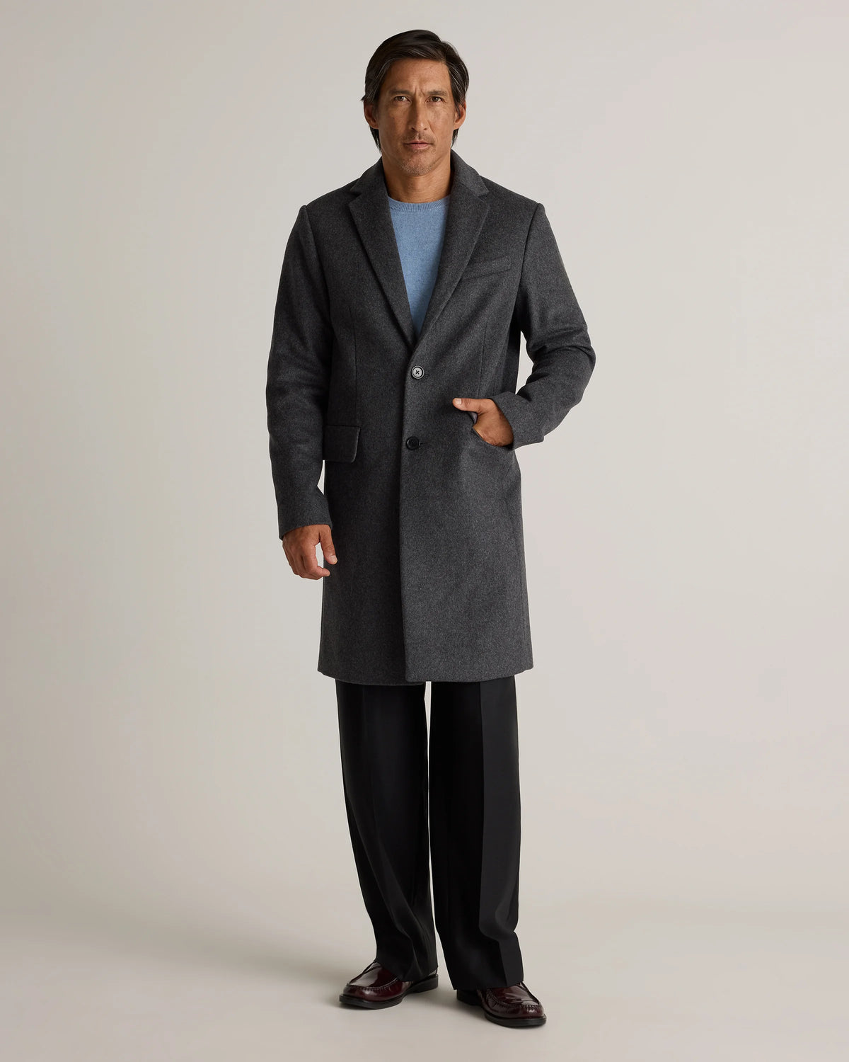 Italian Wool Overcoat - S / Heather Charcoal