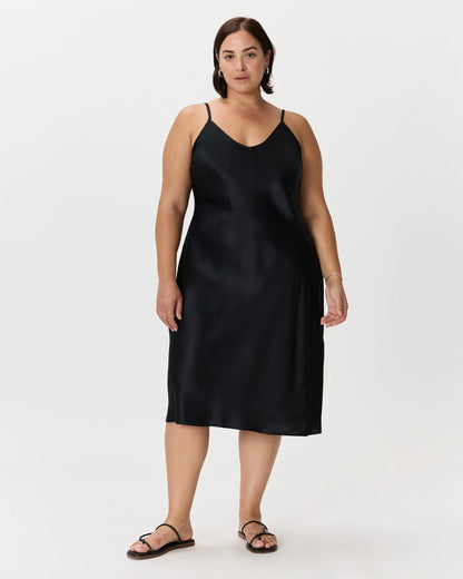 100% Washable Silk Slip Dress - 1X / Champagne