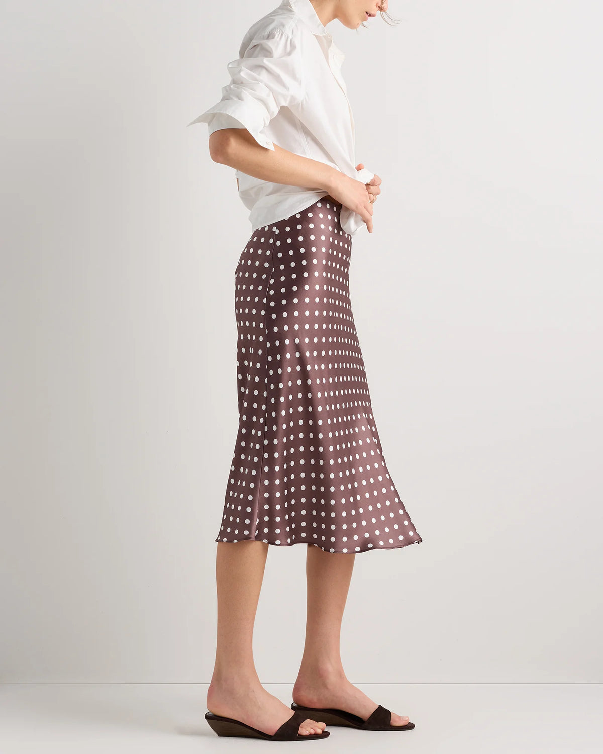100% Washable Silk Skirt - XS / Champagne