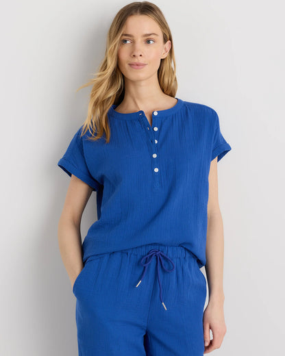 100% Organic Cotton Gauze Roll Sleeve Shirt - XS / Spiced Orange
