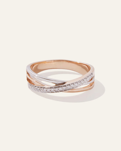 14K Gold Diamond Orbit Ring - 4 / Rose Gold