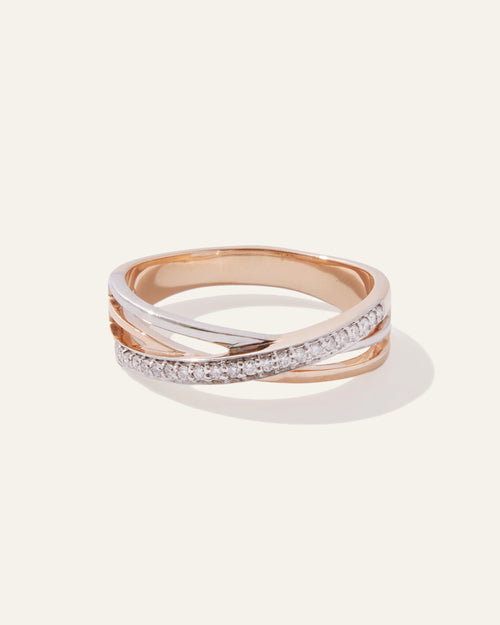 14K Gold Diamond Orbit Ring - 4 / Rose Gold