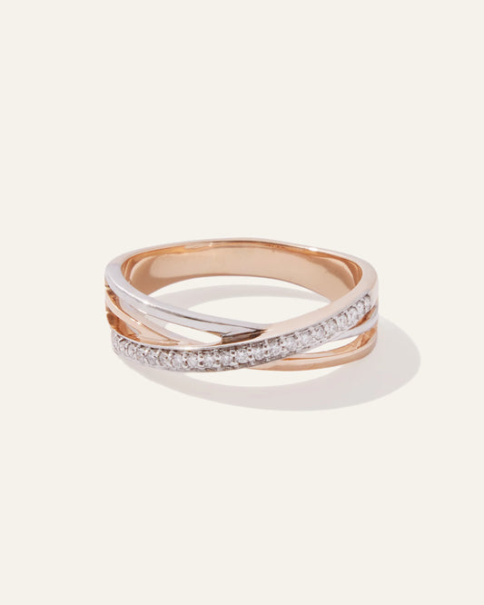14K Gold Diamond Orbit Ring - 4 / Rose Gold