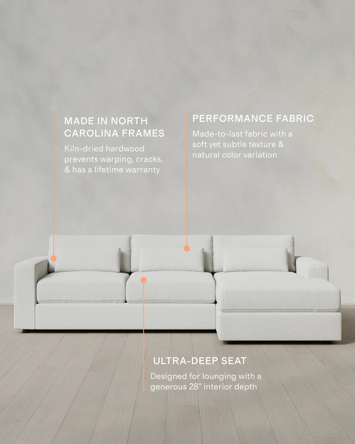 Ashford Deep Seat Chaise Sectional in Performance Basketweave - 119" Right Arm / Flax