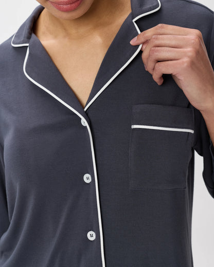 Bamboo Jersey Long Sleeve Pajama Set - XS / True Black