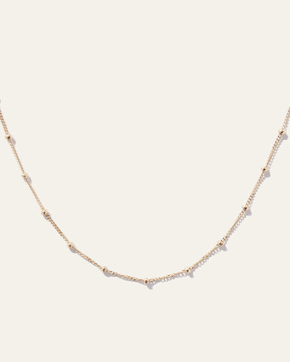 14k Gold Station Bead Choker - One Size / Yellow Gold