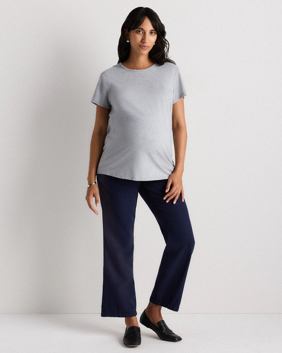 Cotton Modal Maternity Crew Neck Tee (2-pack) - XS / Black/Redwood Brown