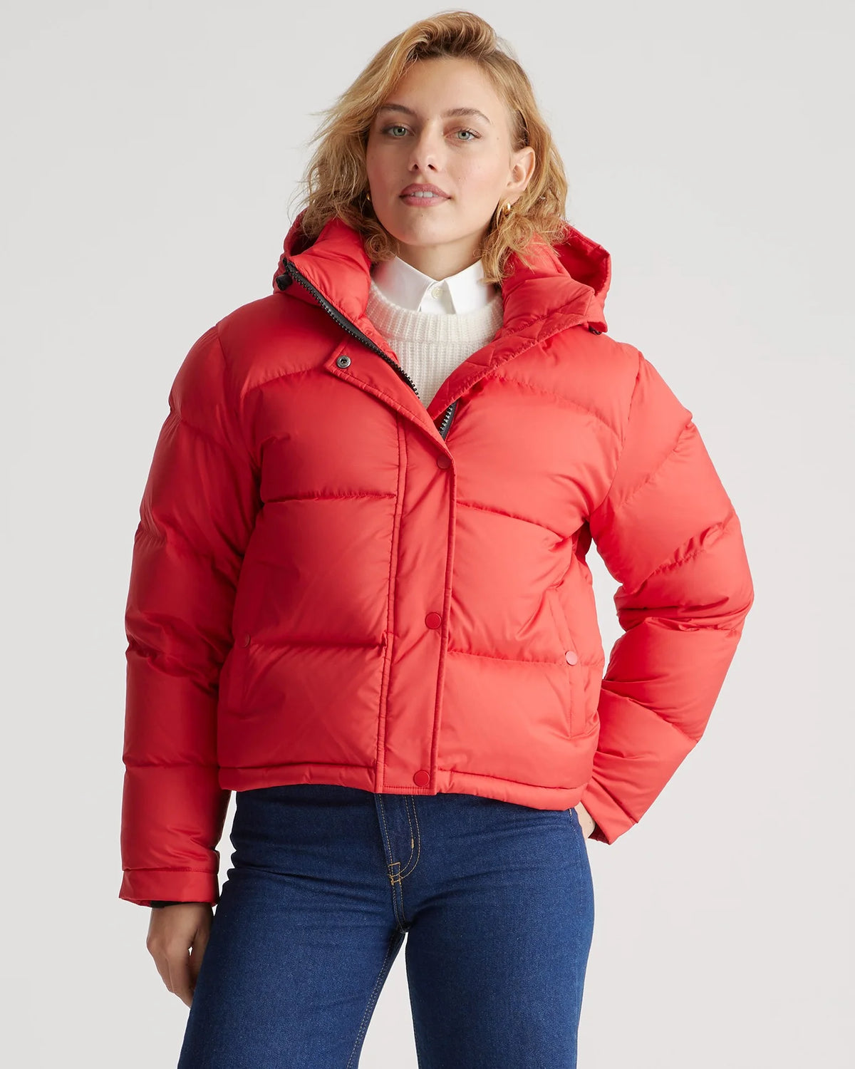 Responsible Down Cropped Puffer Jacket - XS / Shiny Black