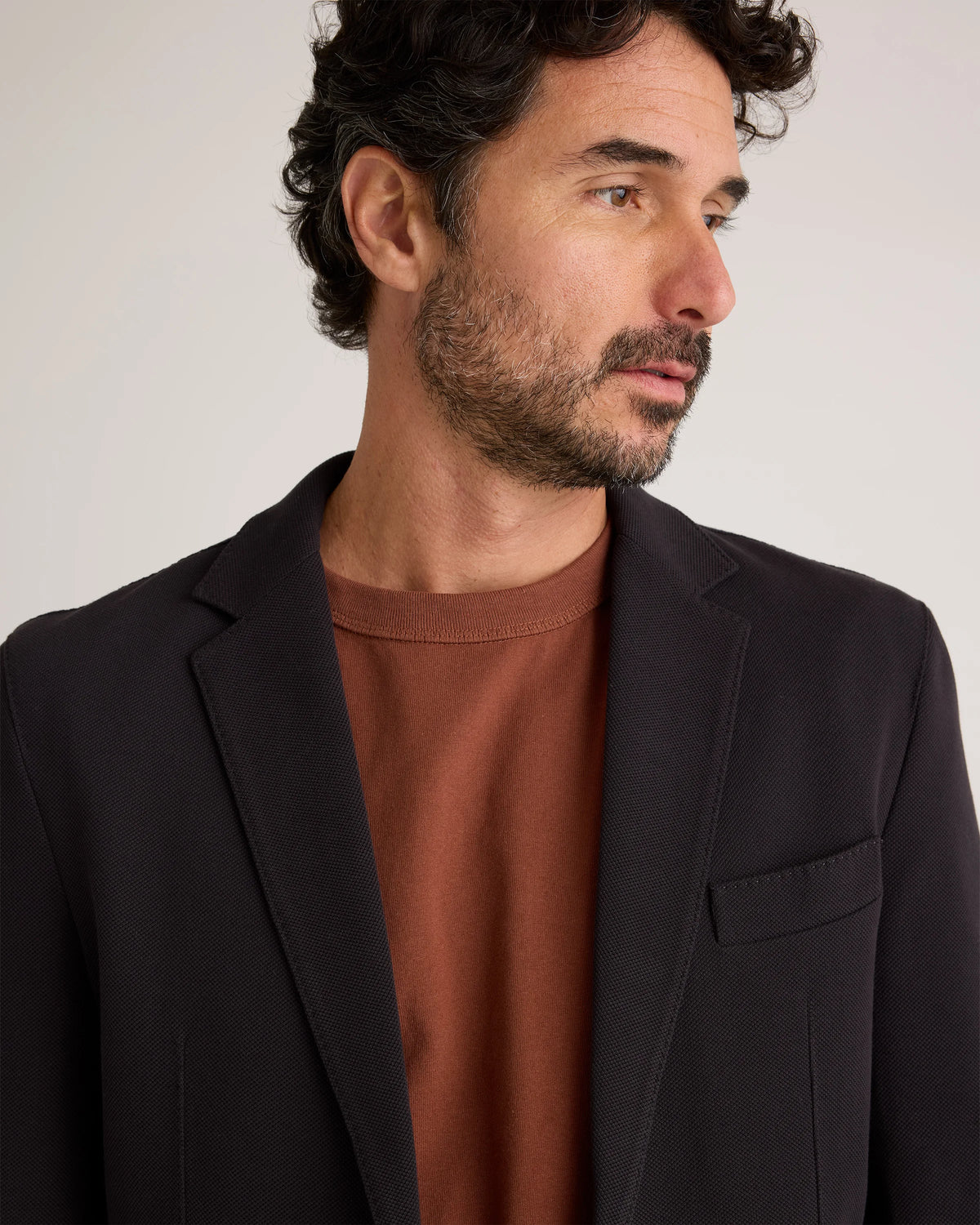 Cotton Pique Knit Blazer - XS / Heather Charcoal