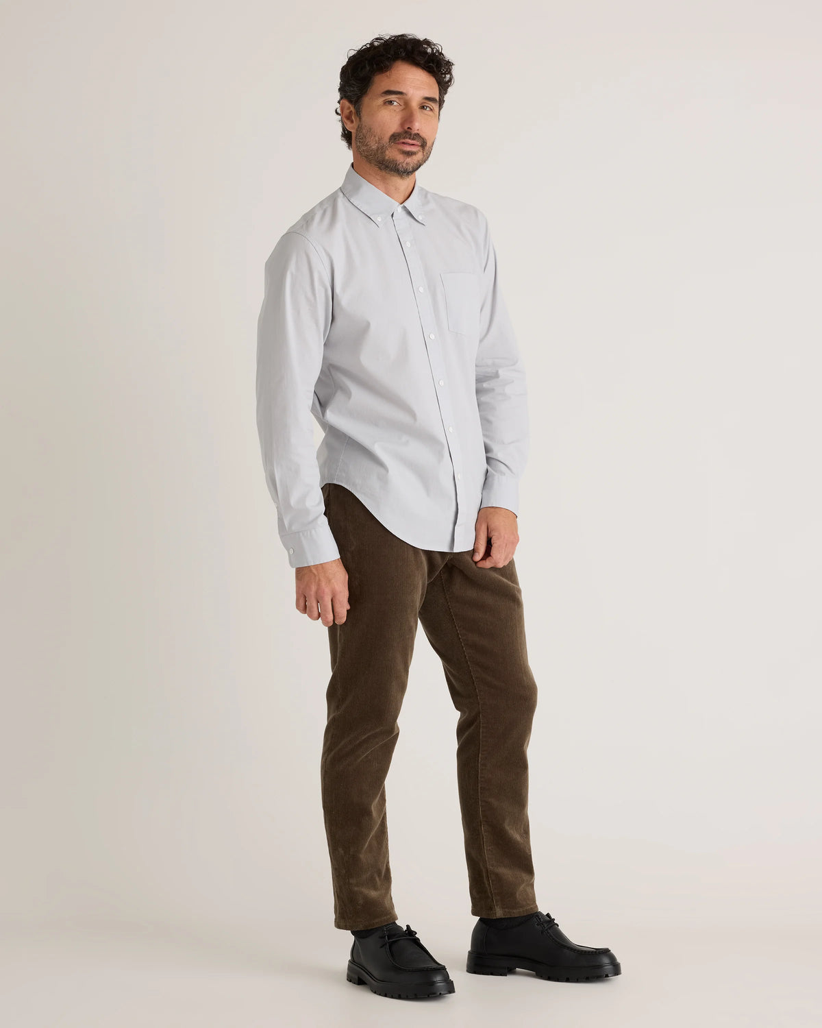 Organic Cotton Stretch Poplin Shirt - S / Grey Gingham