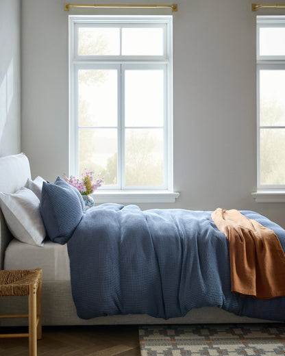 Organic Waffle Duvet Cover Set - Twin / White