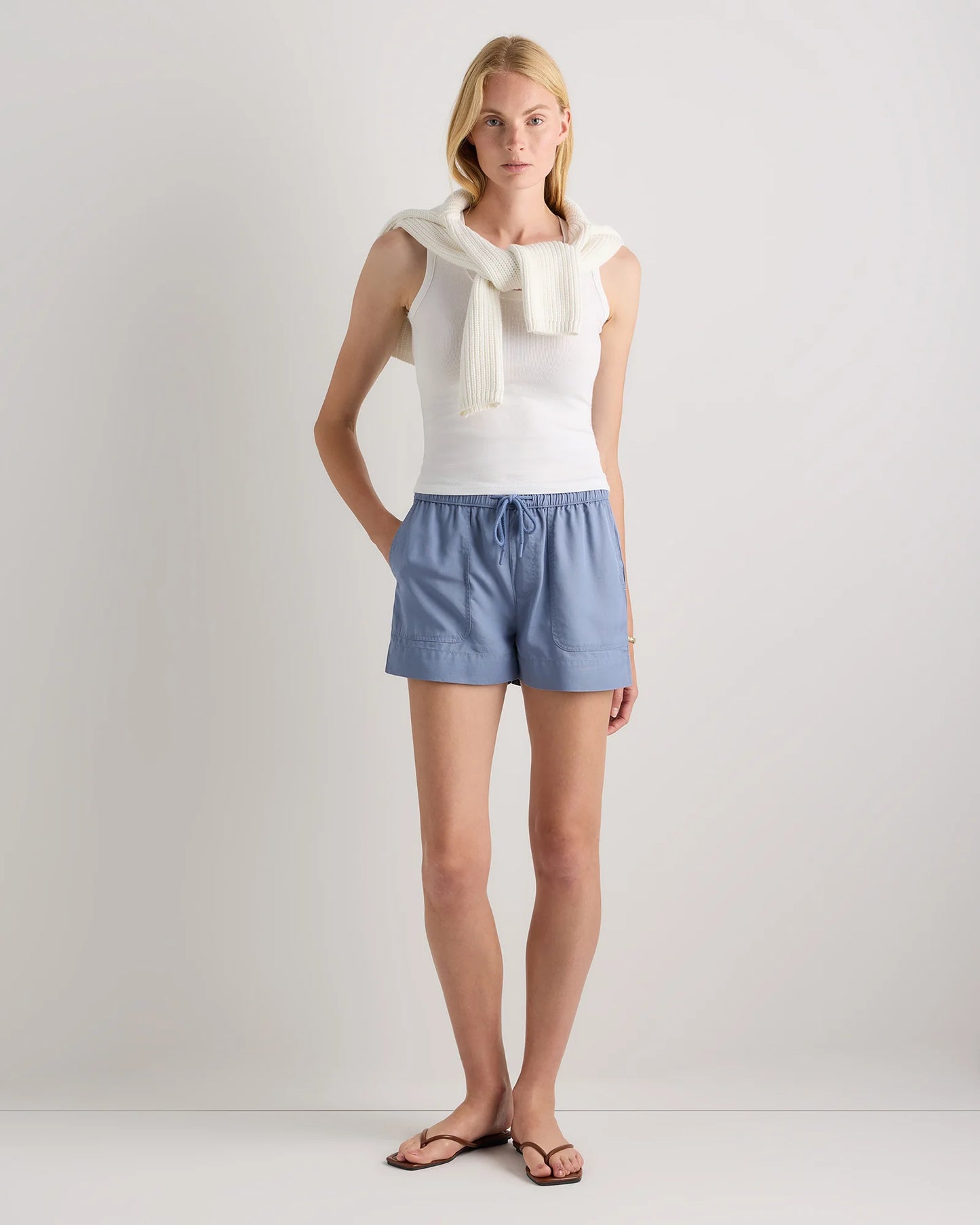 Vintage Wash Tencel Utility Shorts - XS / Moonstone Blue