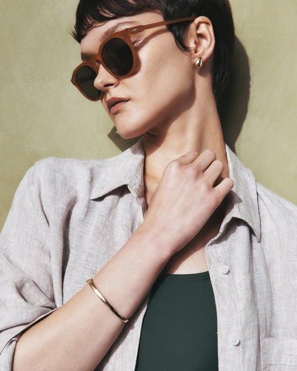 Tahiti Polarized Acetate Sunglasses - One Size / Clear Taupe with Brown lens