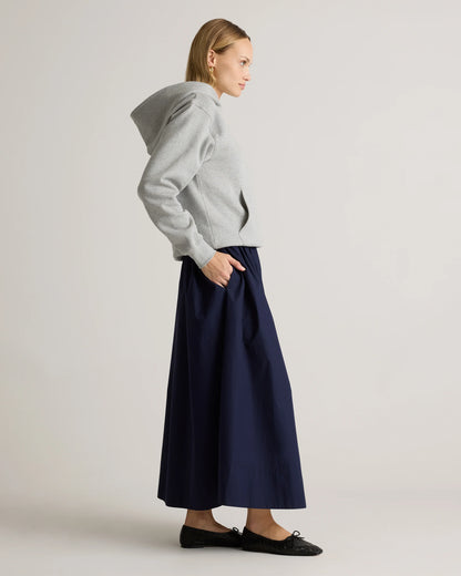 100% Organic Cotton Poplin A-line Maxi Skirt - XS / Black