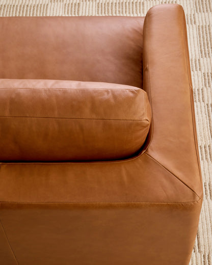 Sierra Curved Arm L Sectional in Leather - Right Arm / Auburn