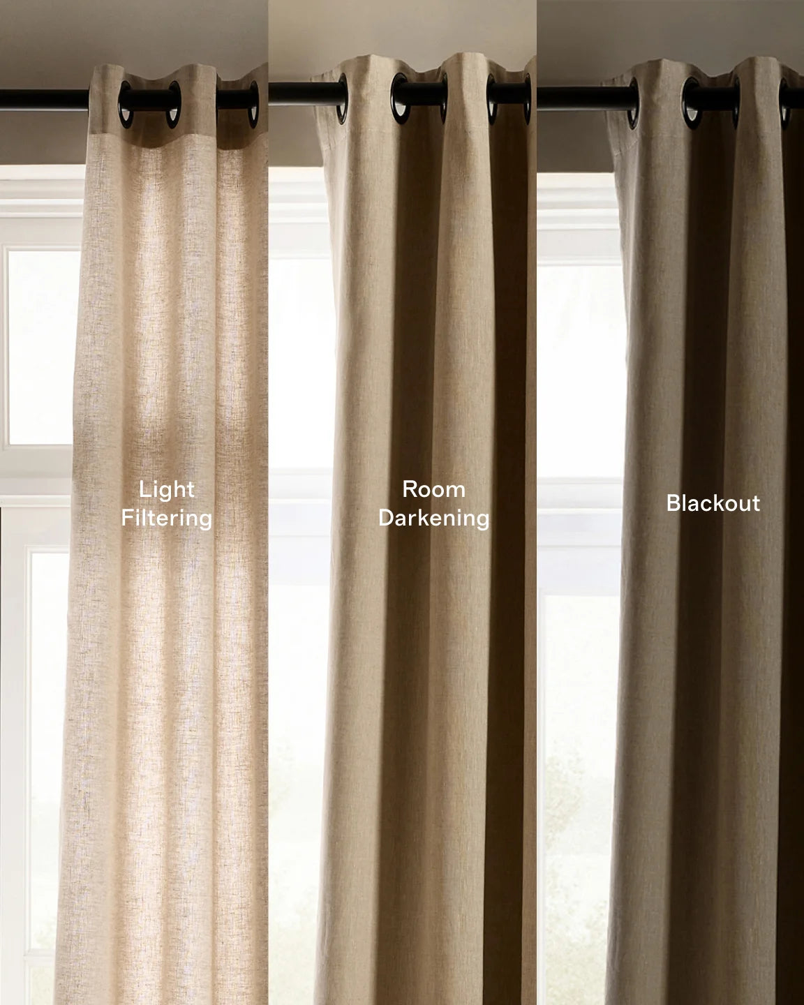 European Linen Grommet Room Darkening Curtain - Single Panel - 48x84 / White