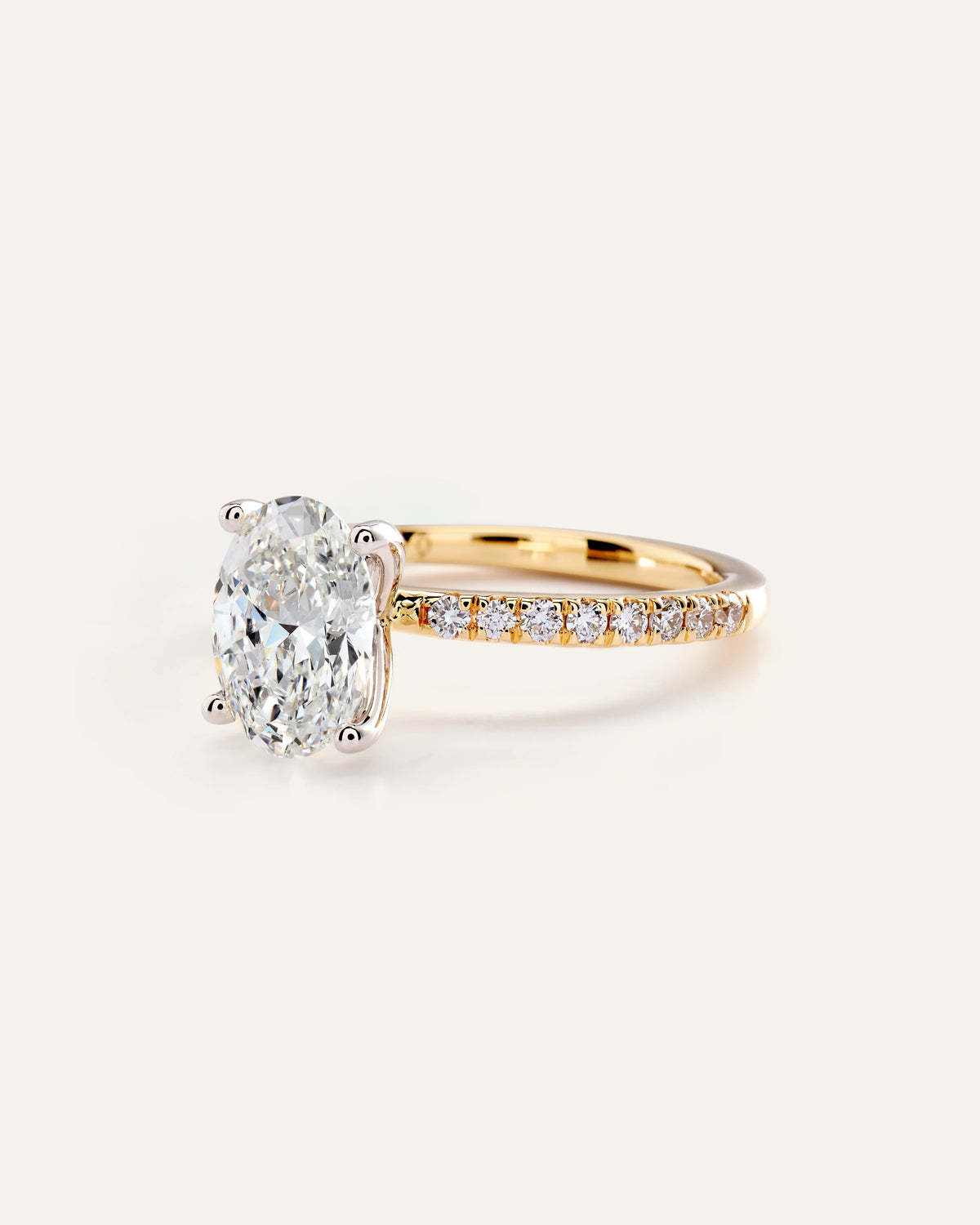 Lab Grown Diamond Oval Petite Pave Engagement Ring - 2.5ct - 4 / Yellow Gold
