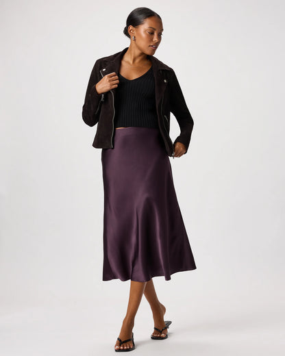 100% Washable Silk Skirt - XS / Champagne