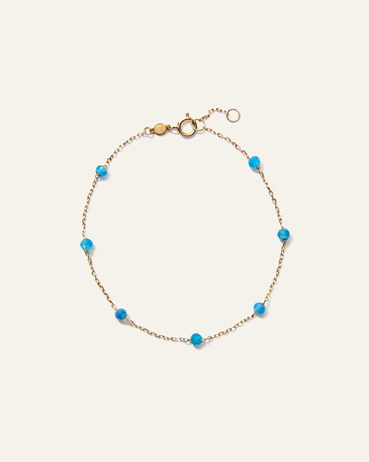 14K Gold Gemstone Station Stackable Bracelet - 6.5" / Yellow Gold