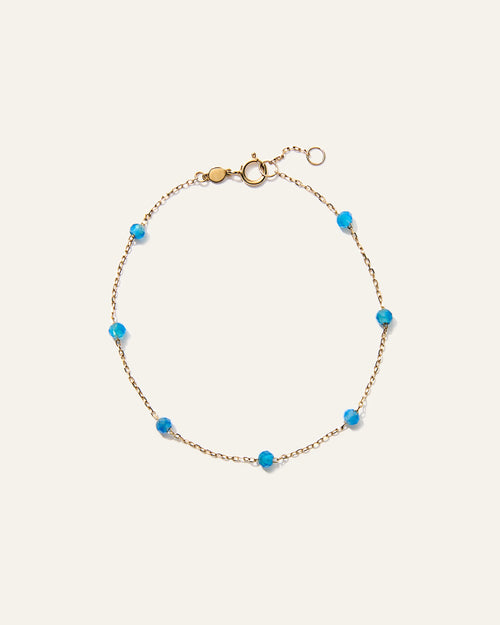 14K Gold Gemstone Station Stackable Bracelet - 6.5" / Yellow Gold