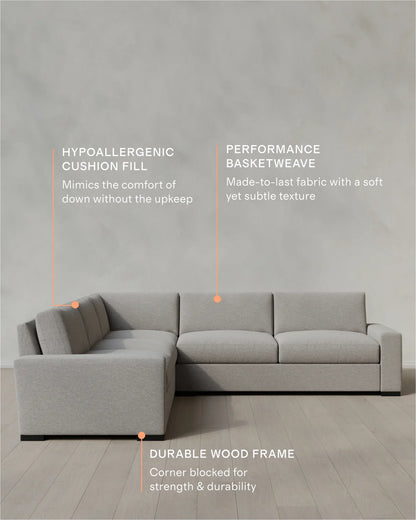 Stillman L Sectional in Performance Basketweave - 116x116 / Flax
