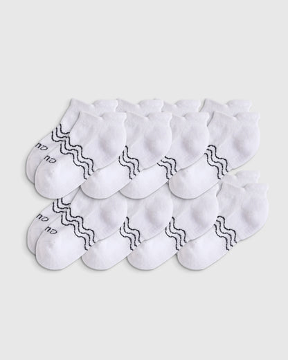 Organic Cotton Gripper Ankle Socks 8-Pack - 12M-24M / Pink/White Multi