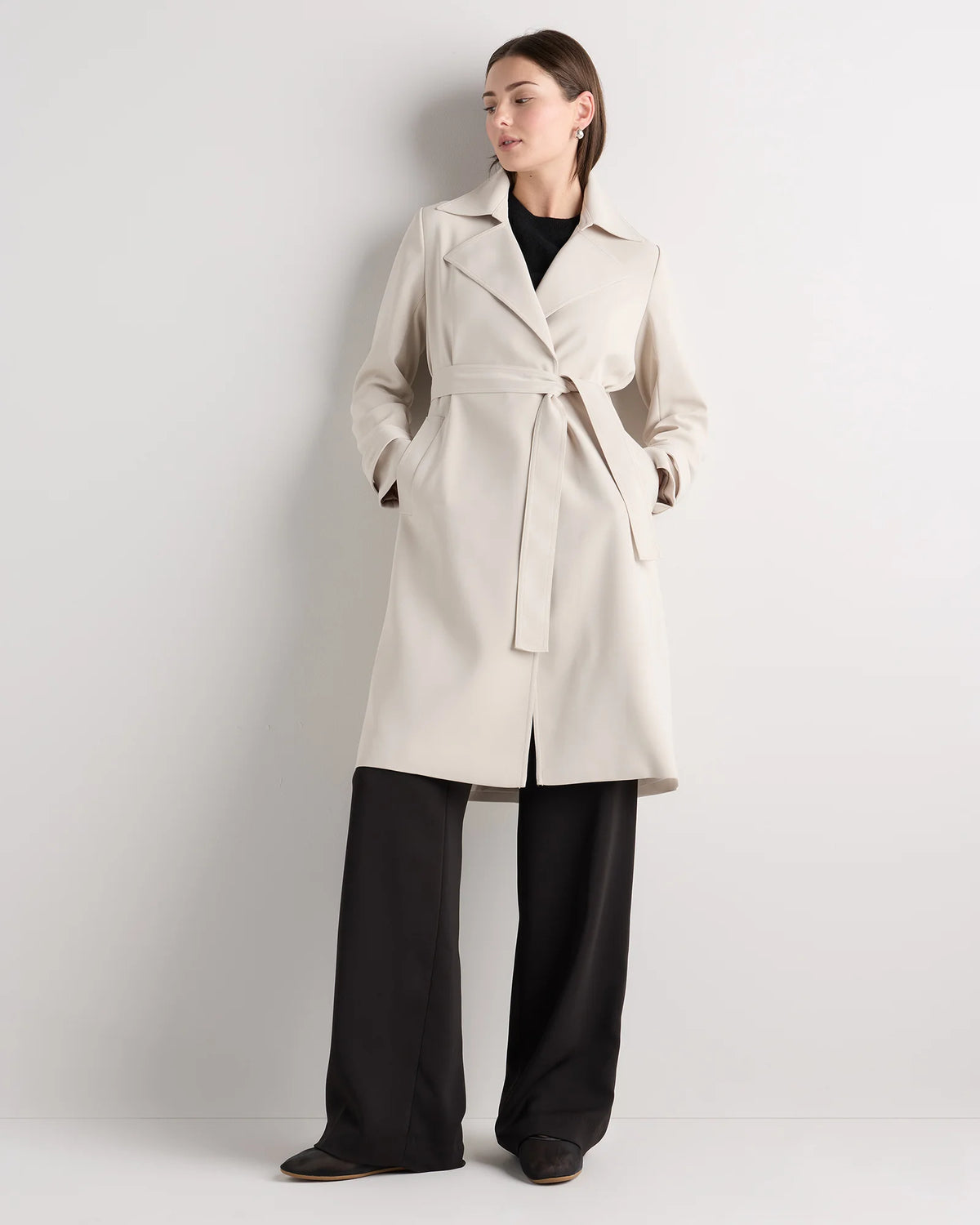 Stretch Crepe Trench Coat - XS / Olive