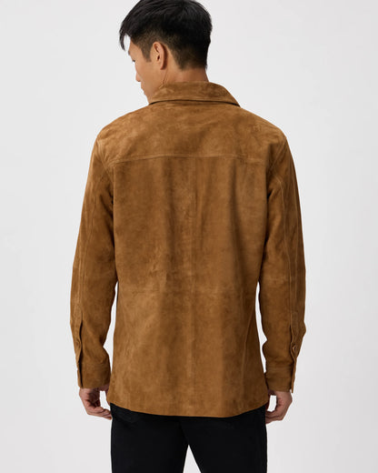 100% Suede Overshirt - S / Cognac Brown