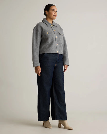 100% Merino Wool Cropped Shirt Jacket - XS / Mulled Wine