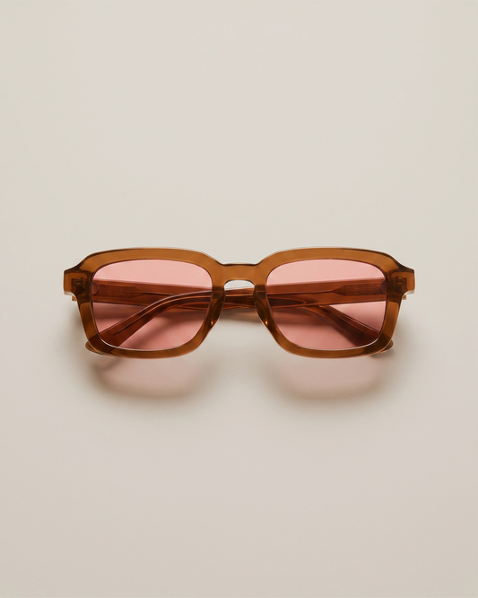 Tulum Polarized Acetate Sunglasses - Standard / Clear Spice with Deep Rose lens