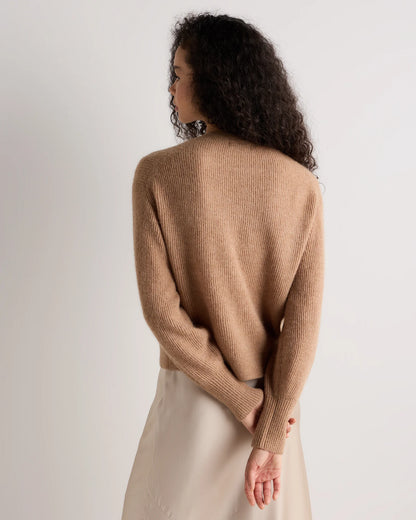 Lightweight Baby Alpaca Cropped V-Neck Cardigan - XS / Smoked Charcoal