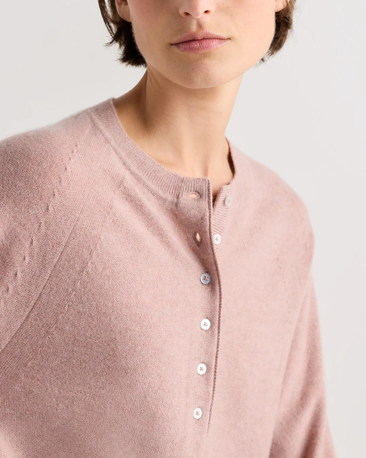 Mongolian Cashmere Dolman Sleeve Henley Sweater - XS / Oatmeal