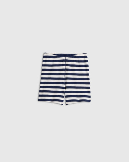 100% Organic Cotton Short Sleeve and Shorts Pajama Set - 6 / Navy Stripe