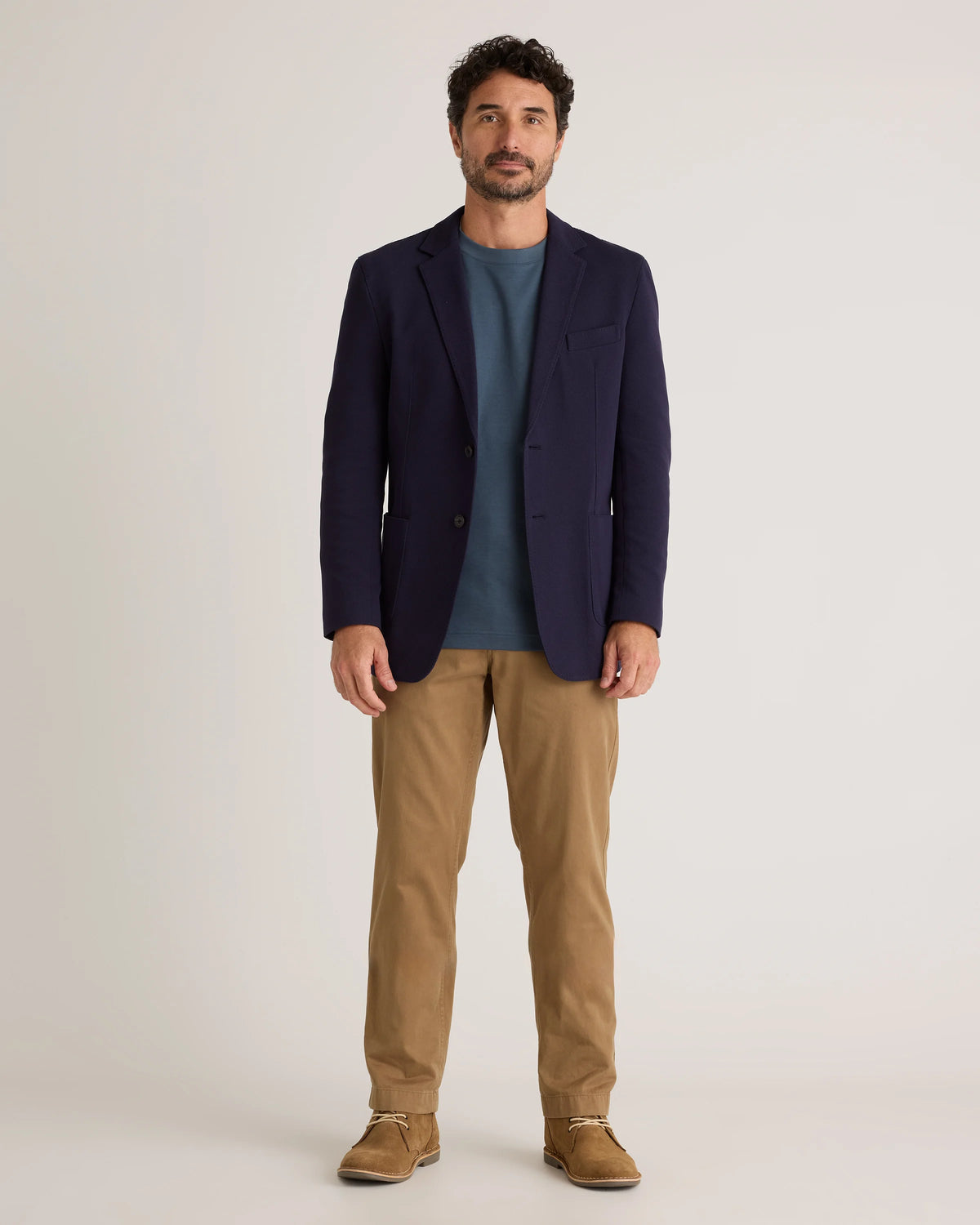 Cotton Pique Knit Blazer - XS / Heather Charcoal