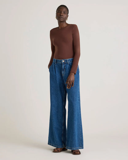 Second Skin Long Sleeve Crew Neck Bodysuit - XS / Cocoa